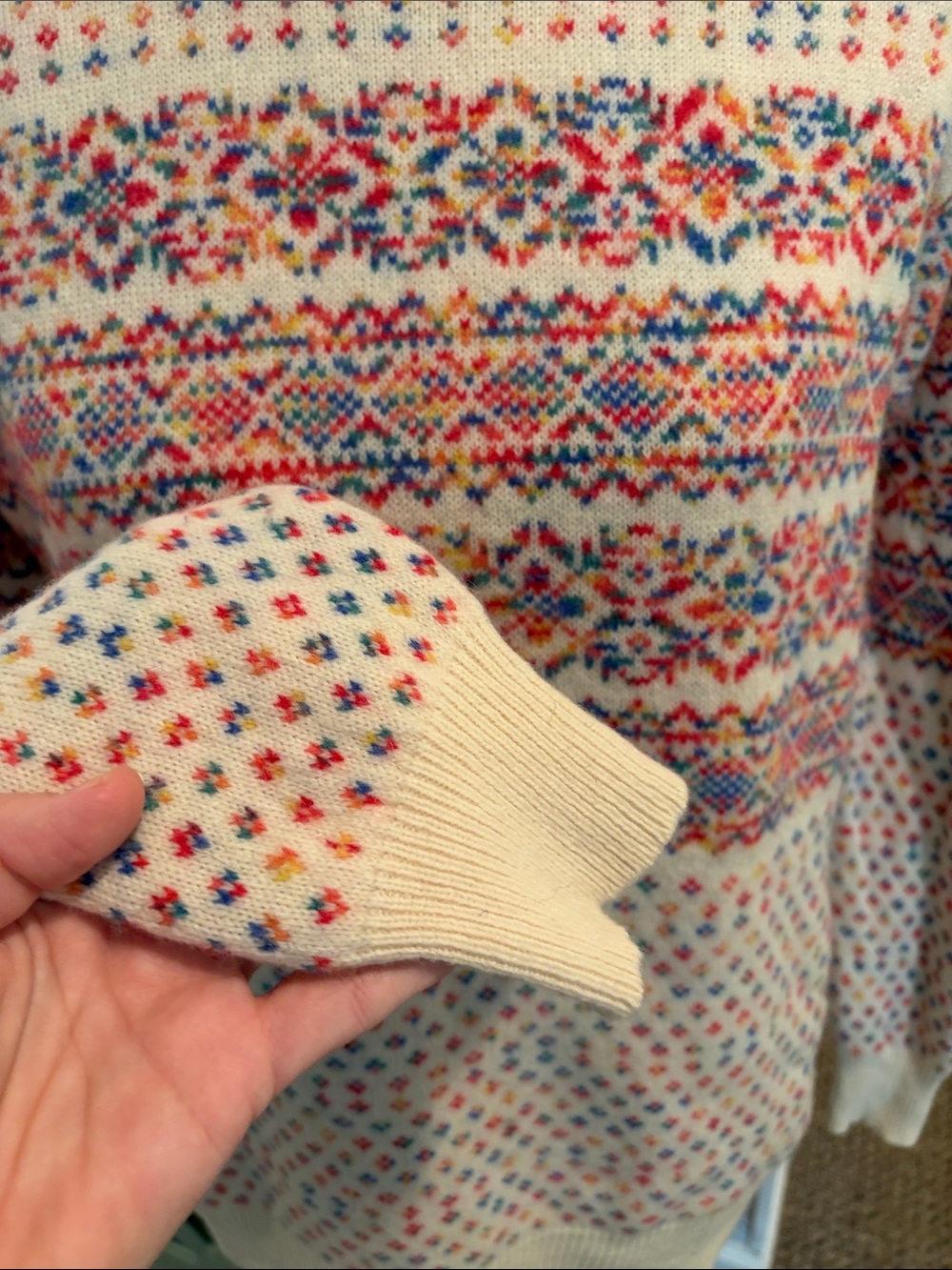 J. Crew Cream Fair Isle Knit Wool Sweater - Picture 3 of 7
